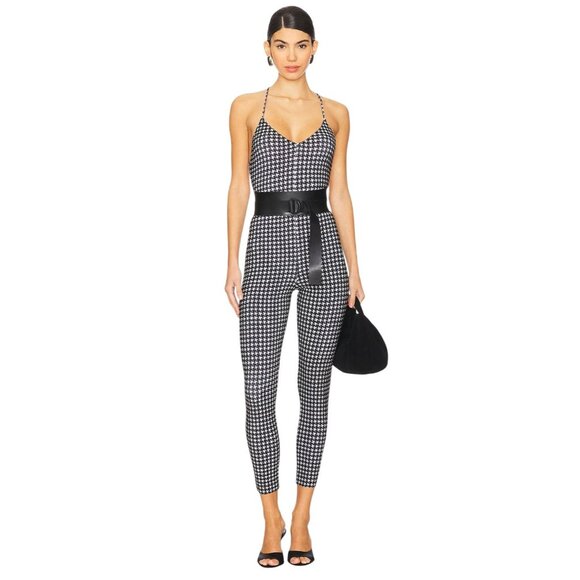 Norma Kamali Low Back Fara Slip Catsuit in Medium Houndstooth Medium New Womens - Picture 1 of 15